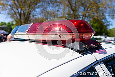 Emergency lights on an american police car Stock Photo