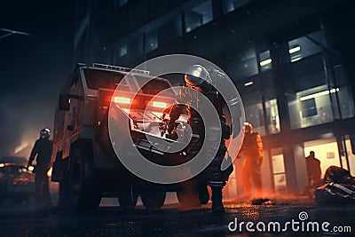 Emergency medical team responding to a crisis Stock Photo