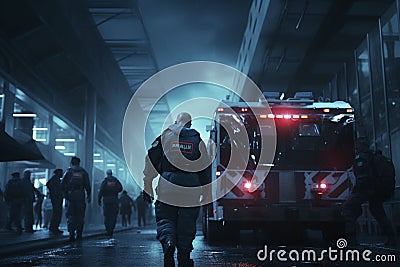 Emergency medical team responding to a crisis Stock Photo