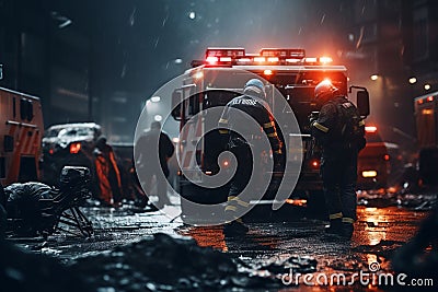 Emergency medical team responding to a critical Stock Photo