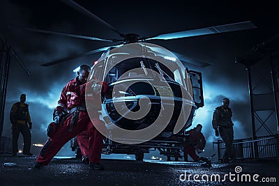 Emergency medical team responding to a m Stock Photo