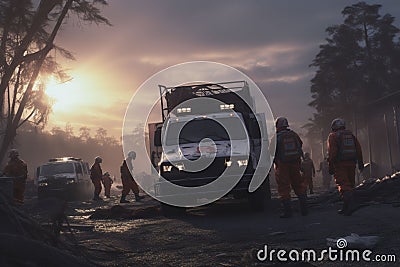 Emergency medical team responding to a natural Stock Photo