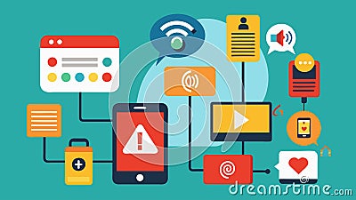 An emergency notification system that provides alerts in multiple formats including braille audio and text messages to Vector Illustration