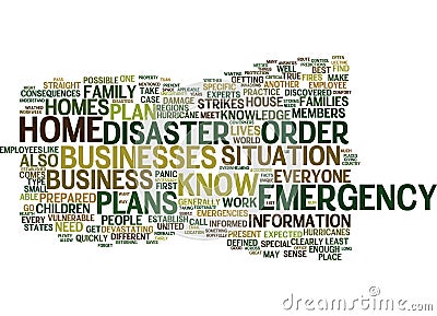 Emergency Plans Are Important For Your Home And Business Word Cloud Concept Stock Photo