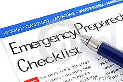 Emergency Preparedness Checklist Stock Photo