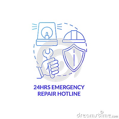Emergency repair hotline blue gradient concept icon Vector Illustration