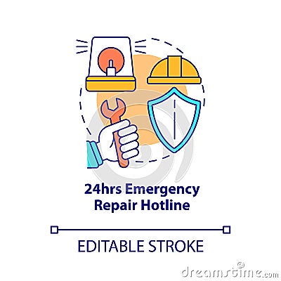 Emergency repair hotline concept icon Cartoon Illustration