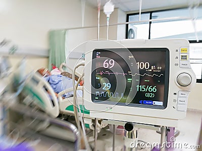 Emergency in the room patient hospital pulse Stock Photo