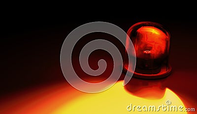 Emergency rotating alarm red light at night. 3D rendered illustration. Cartoon Illustration