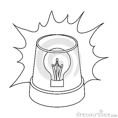 Emergency rotating beacon light icon in outline style isolated on white background. Police symbol stock vector Vector Illustration