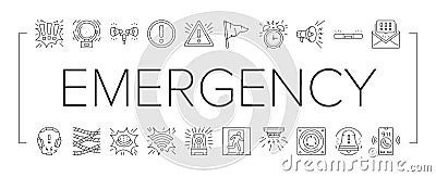 emergency safety security danger icons set vector Vector Illustration