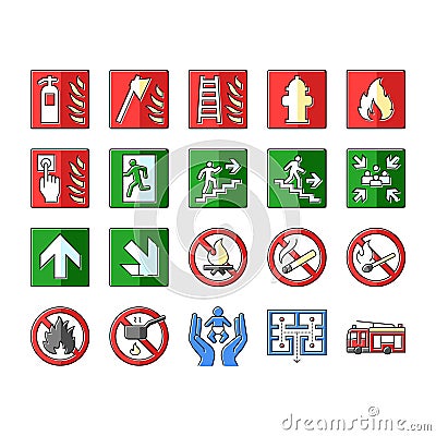 emergency safety security danger icons set vector Vector Illustration