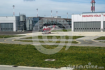 Emergency Services Helicopter, Venice Airport Editorial Stock Photo