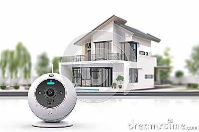 Emergency signals from security cameras trigger notifications through adapted, smartphone-controlled wireless security systems. Cartoon Illustration