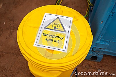 Emergency spill kit containment box - Safety equipment. Stock Photo