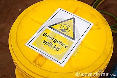 Emergency spill kit containment box - Safety equipment. Stock Photo
