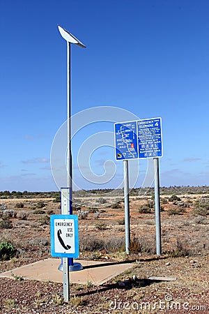 Emergency Satellite Telephone at Stuart Highway, Australia Stock Photo