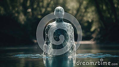 Emerging Water Human in Seamless Transition. Surreal Concept for Design. Stock Photo