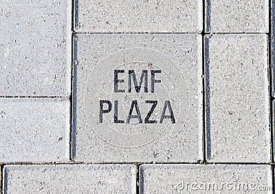 EMF plaza brick, EMF Plaza, National ACEP Headquarters, Dallas, Texas Editorial Stock Photo