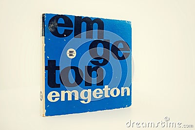 Emgeton vintage reel-to-reel audio recorder tape isolated on white background on March 17, 2017 in Prague, Czech republic. Editorial Stock Photo