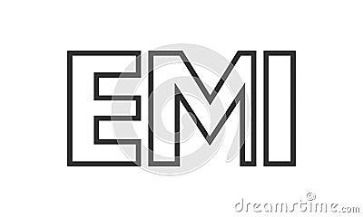 EMI logo design template with strong and modern bold text. Initial based vector logotype featuring simple and minimal typography. Vector Illustration