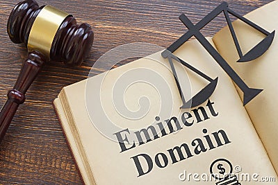 Eminent Domain is shown using the text Stock Photo