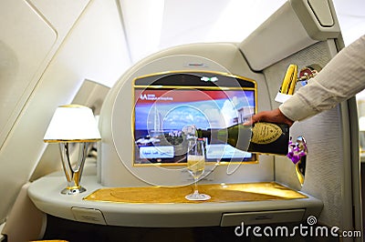 Emirates Airbus A380 interior Editorial Stock Photo