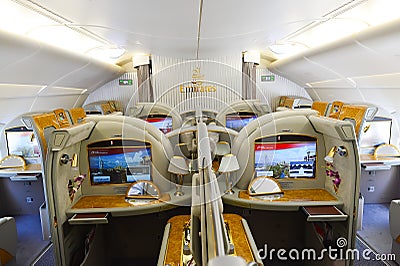 Emirates Airbus A380 interior Editorial Stock Photo