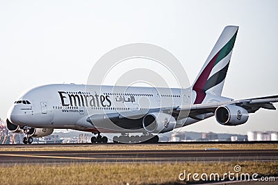 Emirates Airlines A380 on the runway Editorial Stock Photo