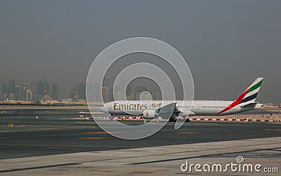 Emirates plane at Doha airport Editorial Stock Photo