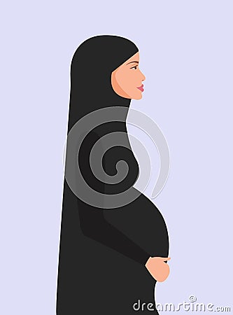 Emirati Pregnant Lady. Emirate pregnant woman Cartoon Illustration