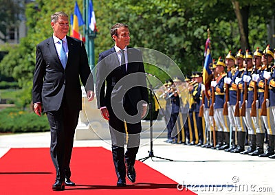 EMMANUEL MACRON AND KLAUS IOHANNIS Editorial Stock Photo