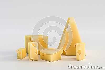 Emmental isolated on white Cartoon Illustration