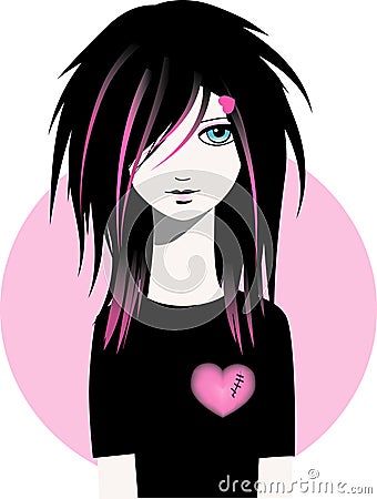 Emo girl Vector Illustration