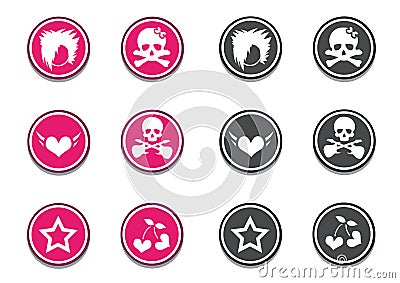 Emo Icon Set Vector Illustration