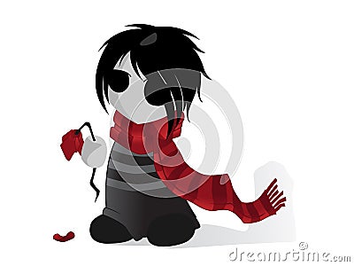 Emo Kid with Flower Stock Photo