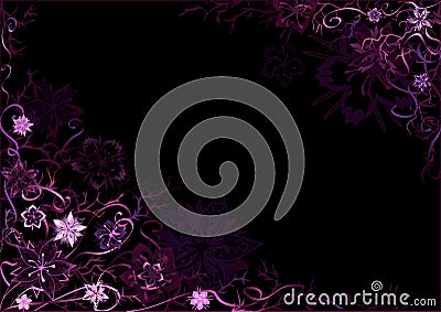 Emo styled black-and-violet floral backg Vector Illustration