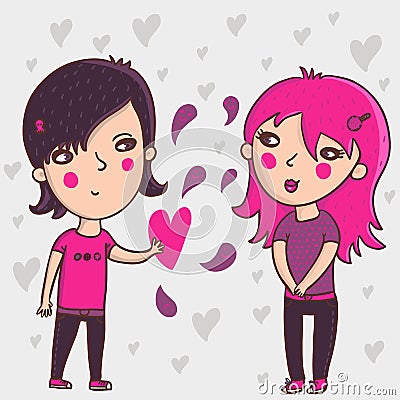 Emo teens Vector Illustration