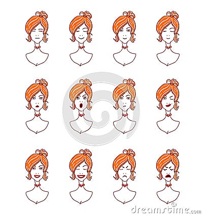 Emoj. woman face expression. Stock Photo