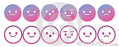 Emoji avatar face vector line icon set Stock Photo