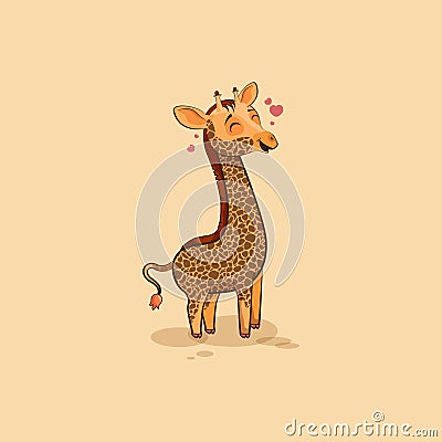 Emoji character cartoon Giraffe in love Vector Illustration