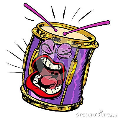 Emoji character emotion drum musical instrument Vector Illustration