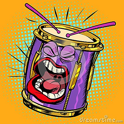 Emoji character emotion drum musical instrument Vector Illustration