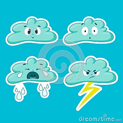 Emoji Clouds Set Vector Illustration