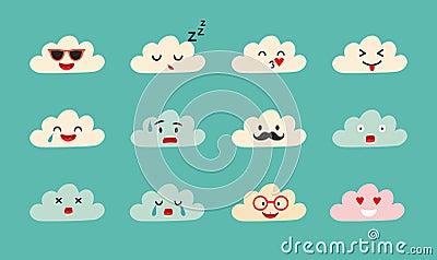 Emoji clouds vector Vector Illustration