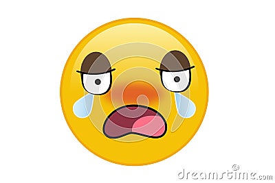 Emoji crying isolated on white. Flat design Stock Photo