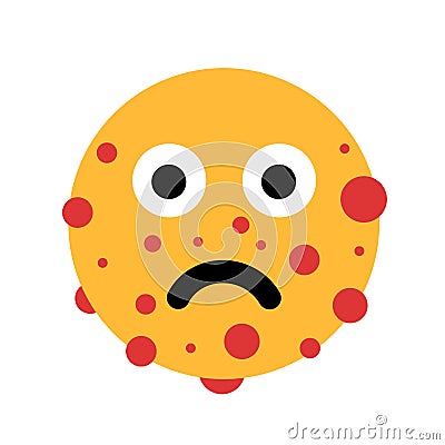 Emoji and emoticon of man, human and person with acne, pimple and spot on the face Vector Illustration