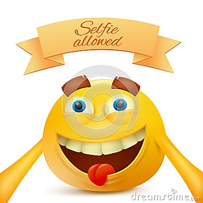 Emoji emoticon smiley yellow face character making selfie Cartoon Illustration