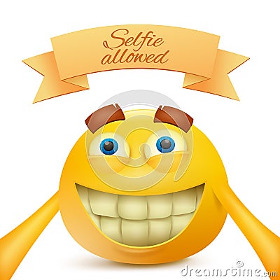 Emoji emoticon smiley yellow face character making selfie Cartoon Illustration