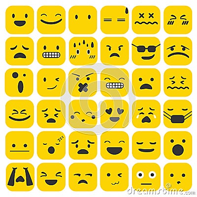 Emoji emoticons set face expression feelings collection vector Vector Illustration